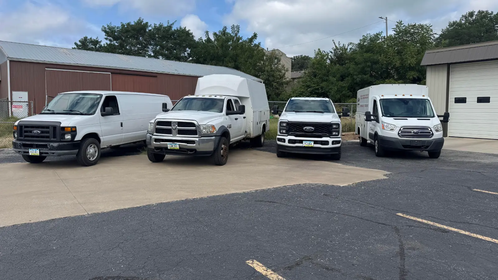 Garrels Company service trucks ready for dispatch in the Quad Cities